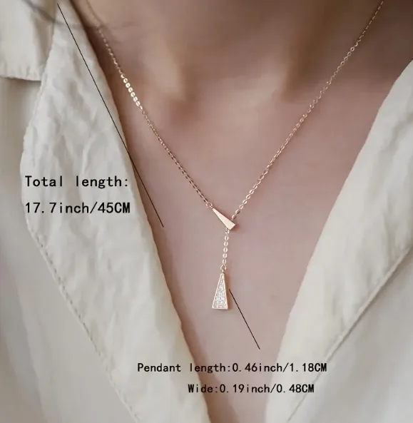 Genuine 925 Silver Gold plated, Delicate Lariat Drop Necklace