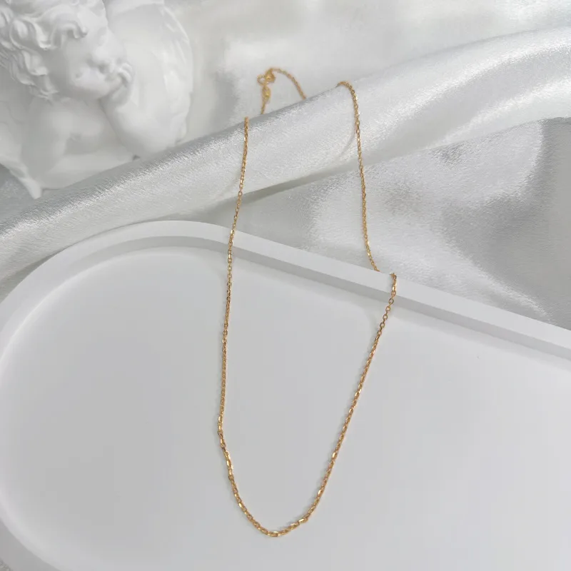 Genuine 925 Silver Gold plated, Delicate Twist Chain Necklace
