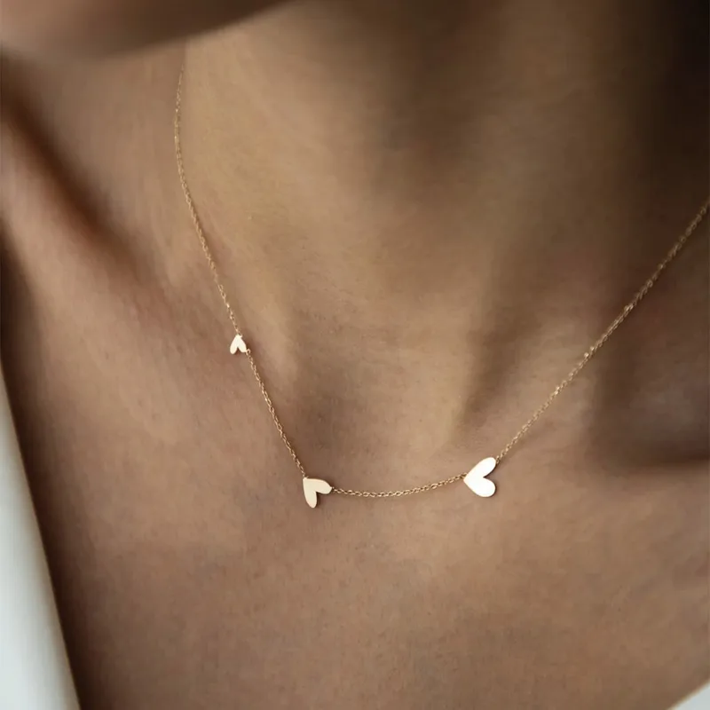 Genuine 925 Silver Gold plated, Fine Heart Chain Necklace