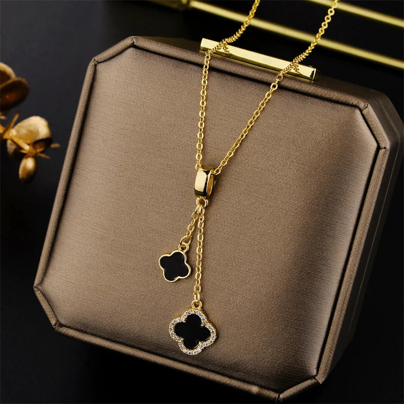 Midnight Clover Necklace