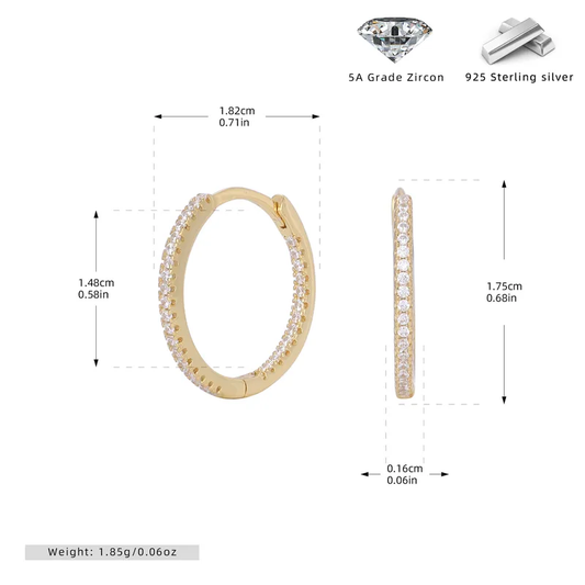 Authentic 925 Silver Gold plated, Hoop Earrings