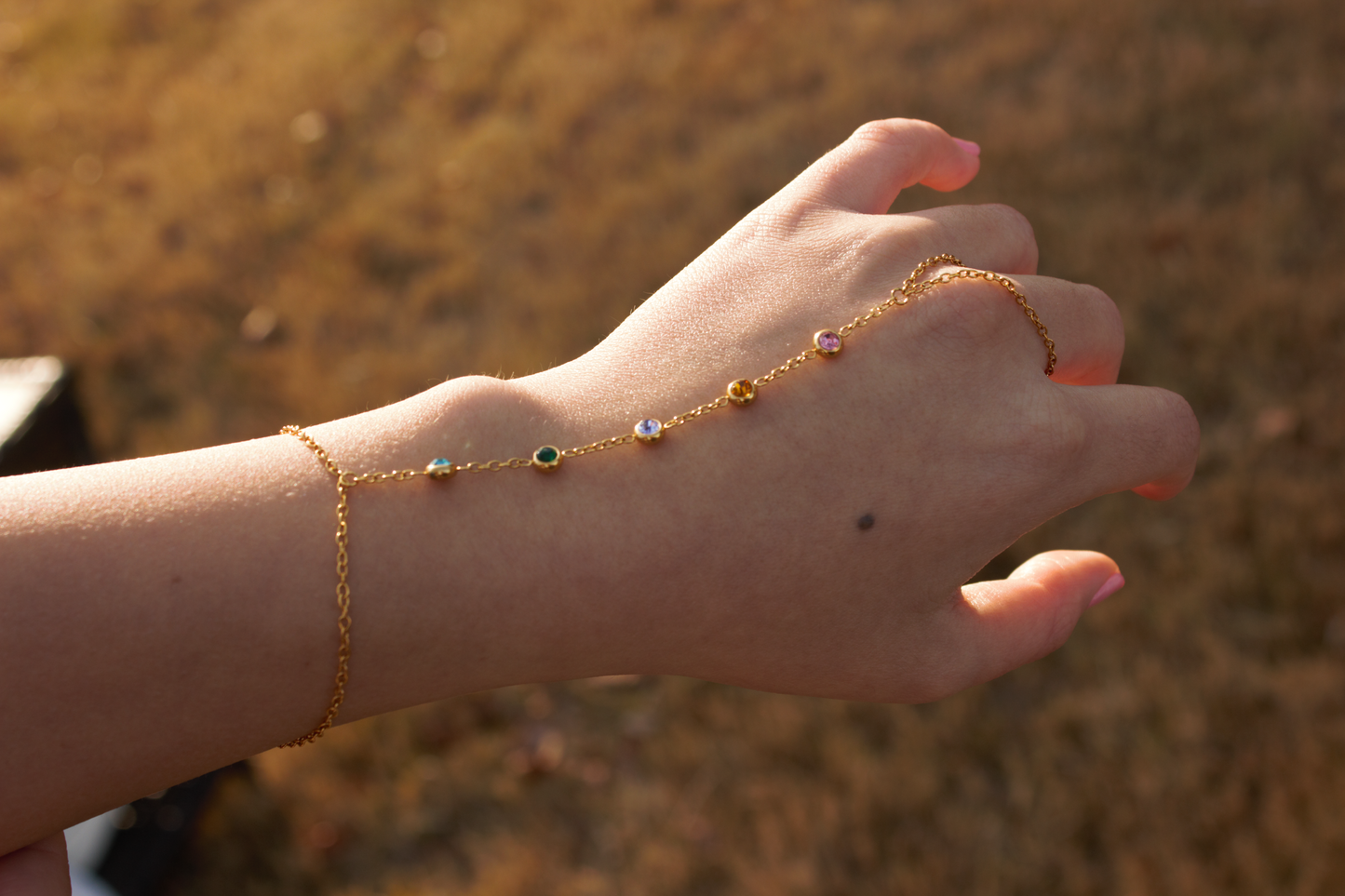 Rainbow Gem Hand Chain