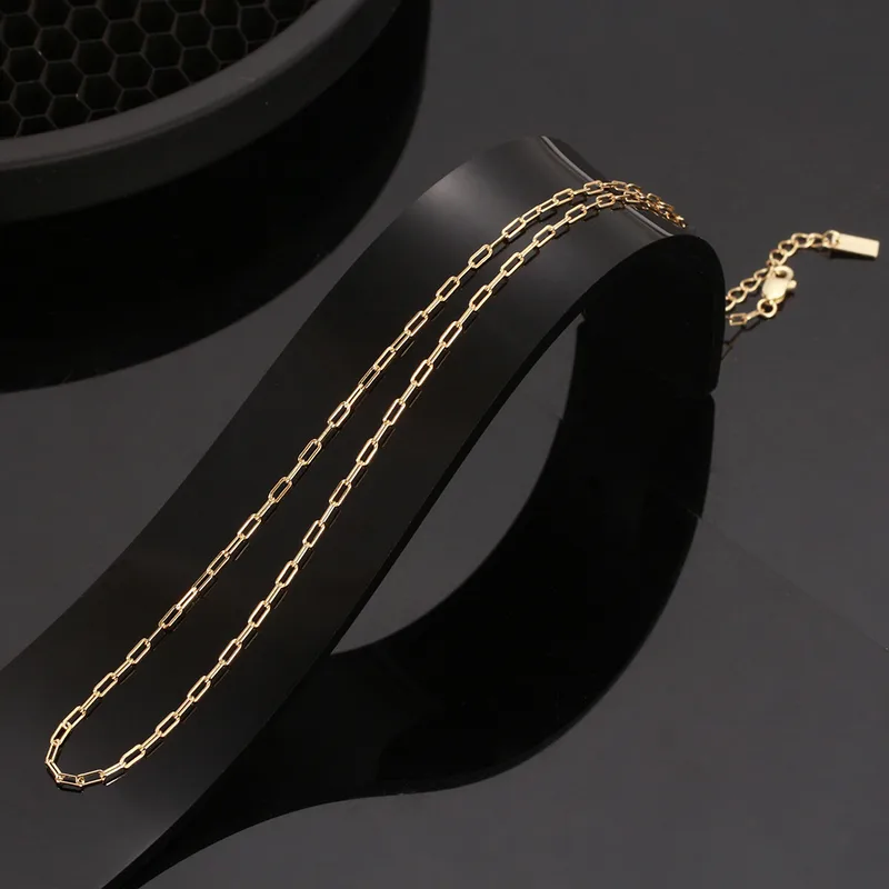 Genuine 925 Silver Gold plated, Paperclip Chain Necklace