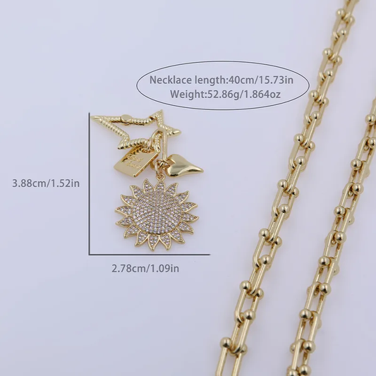 Sun Charm Statement Necklace